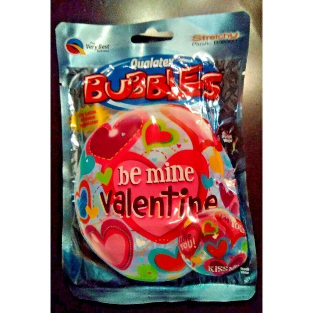 Be My Valentine 22" Balloon Hearts Bubbles Qualatex Round Valentines Day - Picture 2 of 5